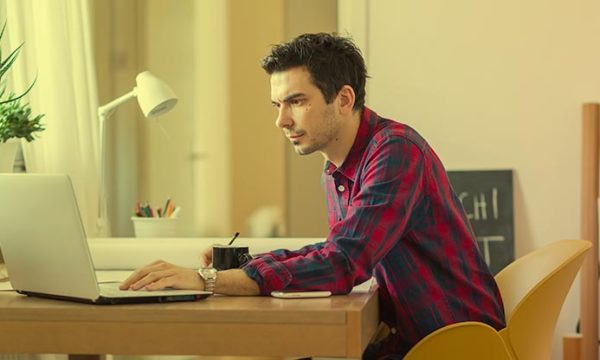 man working from home