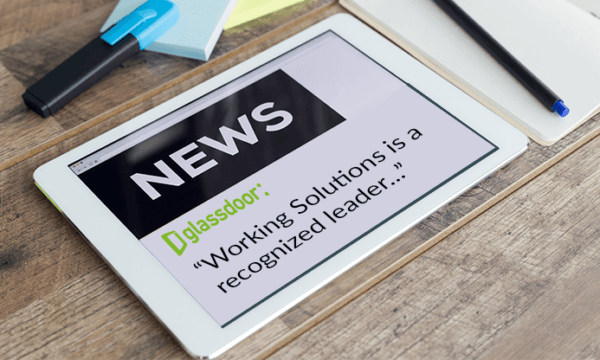tablet with glassdoor announcing working solutions best place to work from home