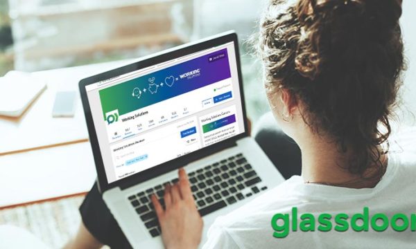 woman searching for work from home jobs through glassdoor website during seasonal work