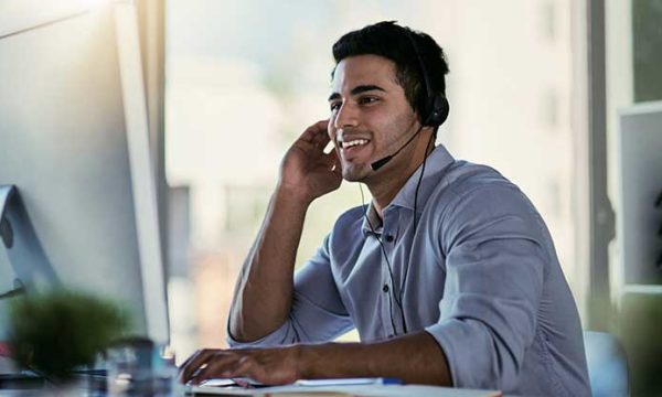 man working from home as a customer service agent