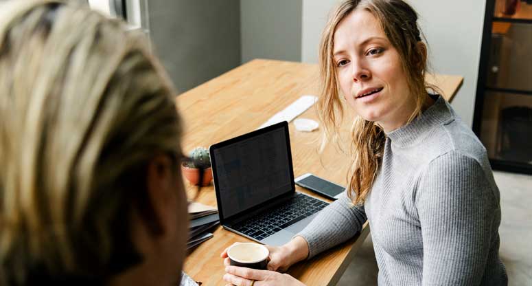 woman asking if her job can be done from home remotely