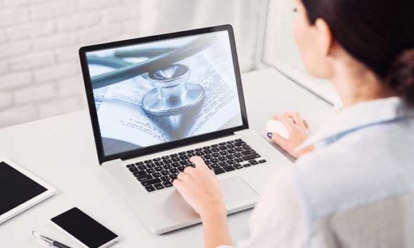 computer screen with health care