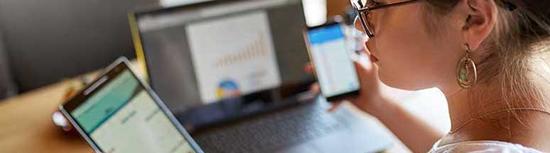 computer screen showing scam alert scanning for work at home best practices