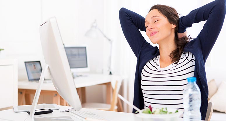 woman taking a break when working from home