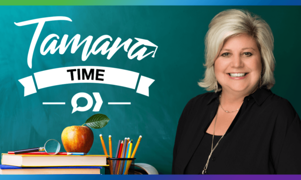 Tamara time logo with books and apple picture of Tamara for work at home tips and trick