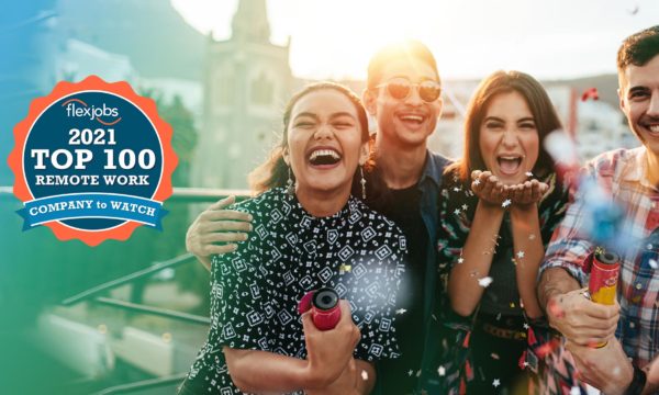 people celebrating work at home company