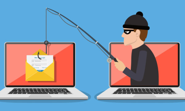 Illustration of a robber stealing information from a laptop
