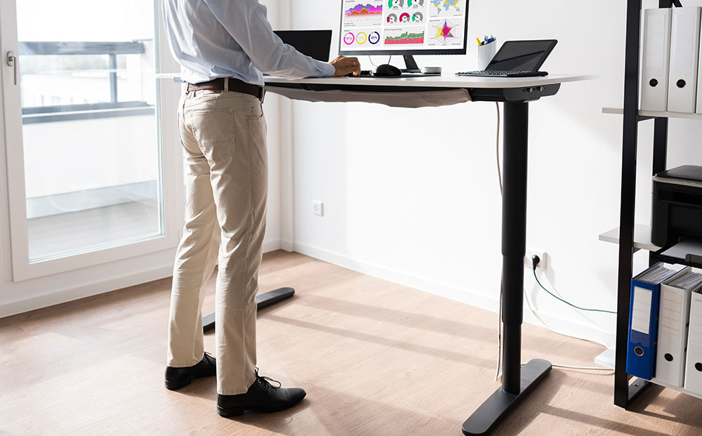A stand-up desk in a home office