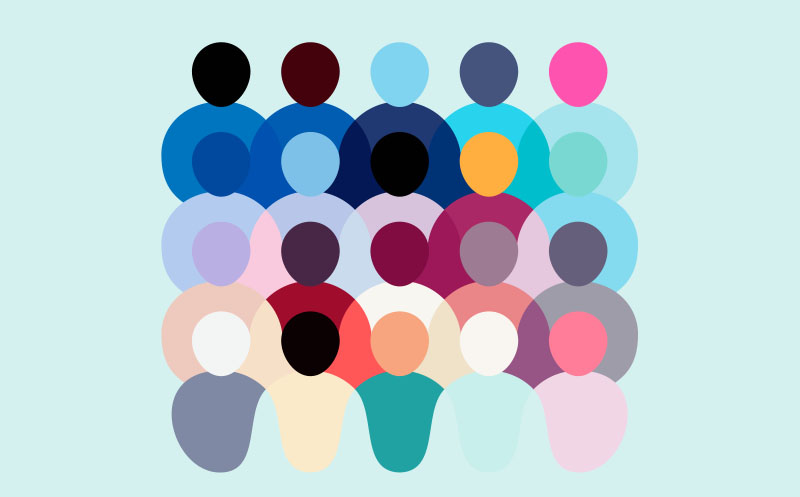 Diverse crowd of people, abstract pattern