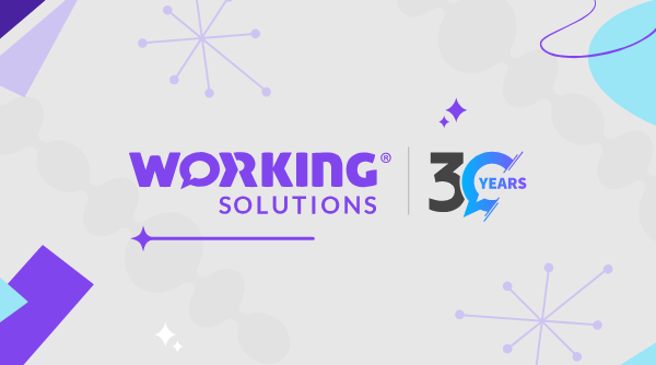 Working Solutions 30th Anniversary logo surrounded by mid-century modern style